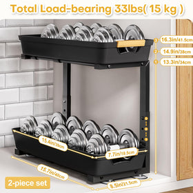 Homde under-sink organizer, side view maximizing narrow cabinet space.
