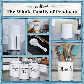 Home Acre Designs rustic hand-painted accents enhance kitchen decor beautifully.