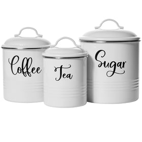 Home Acre Designs tea canister (4 cups) with rustic finish for organized pantry storage.