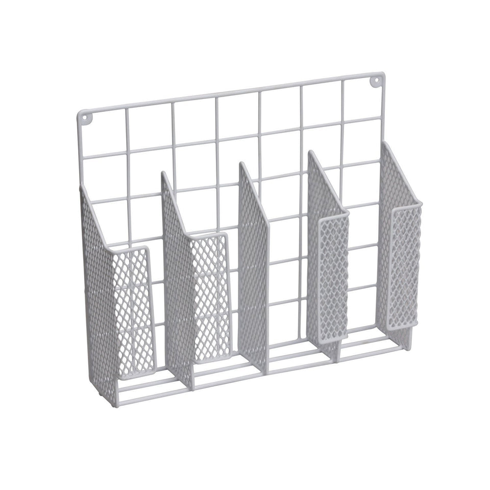 Home Basics wrap-foil organizer on the wall keeps wraps accessible.