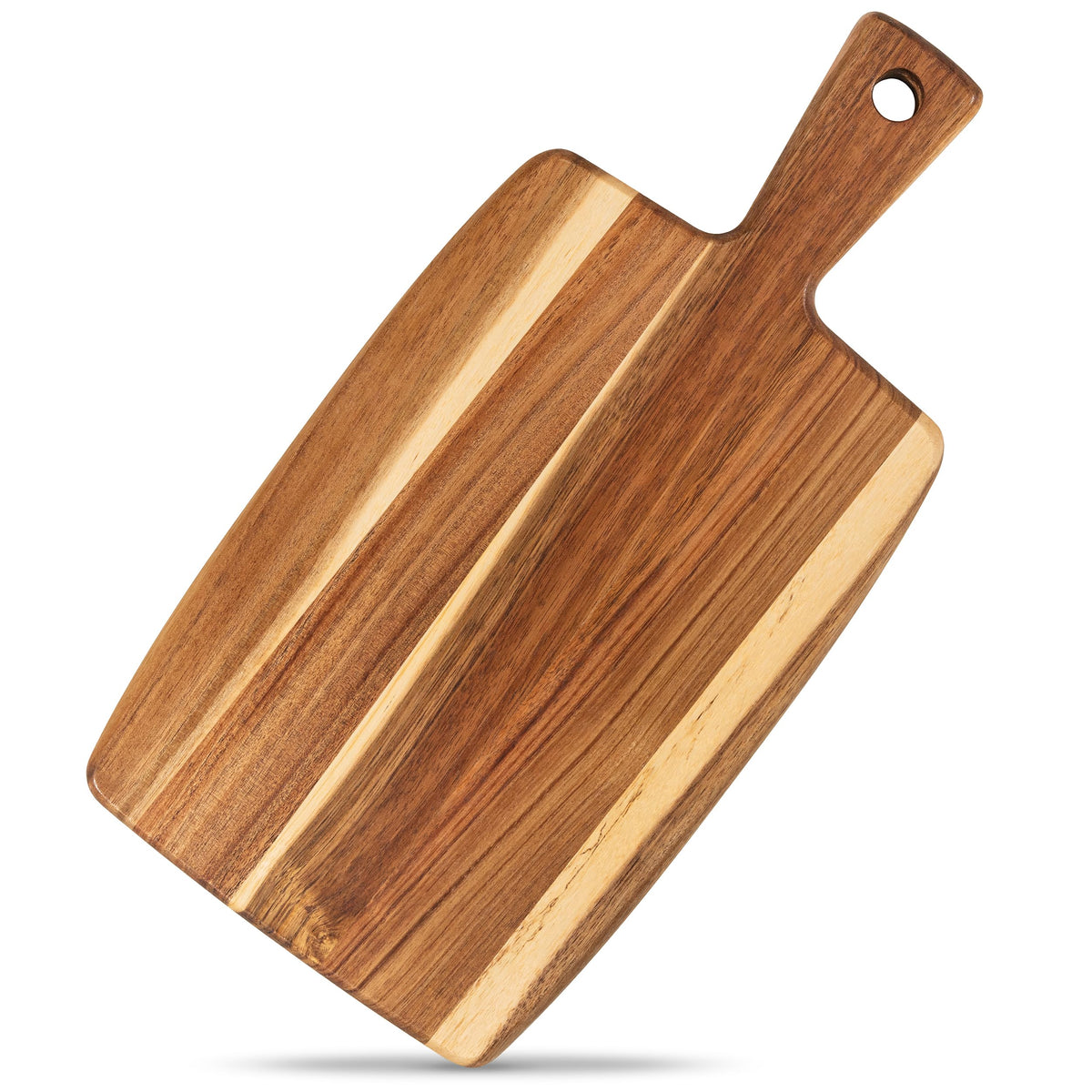 Home Beets acacia cutting board with handle for easy prep and serving.