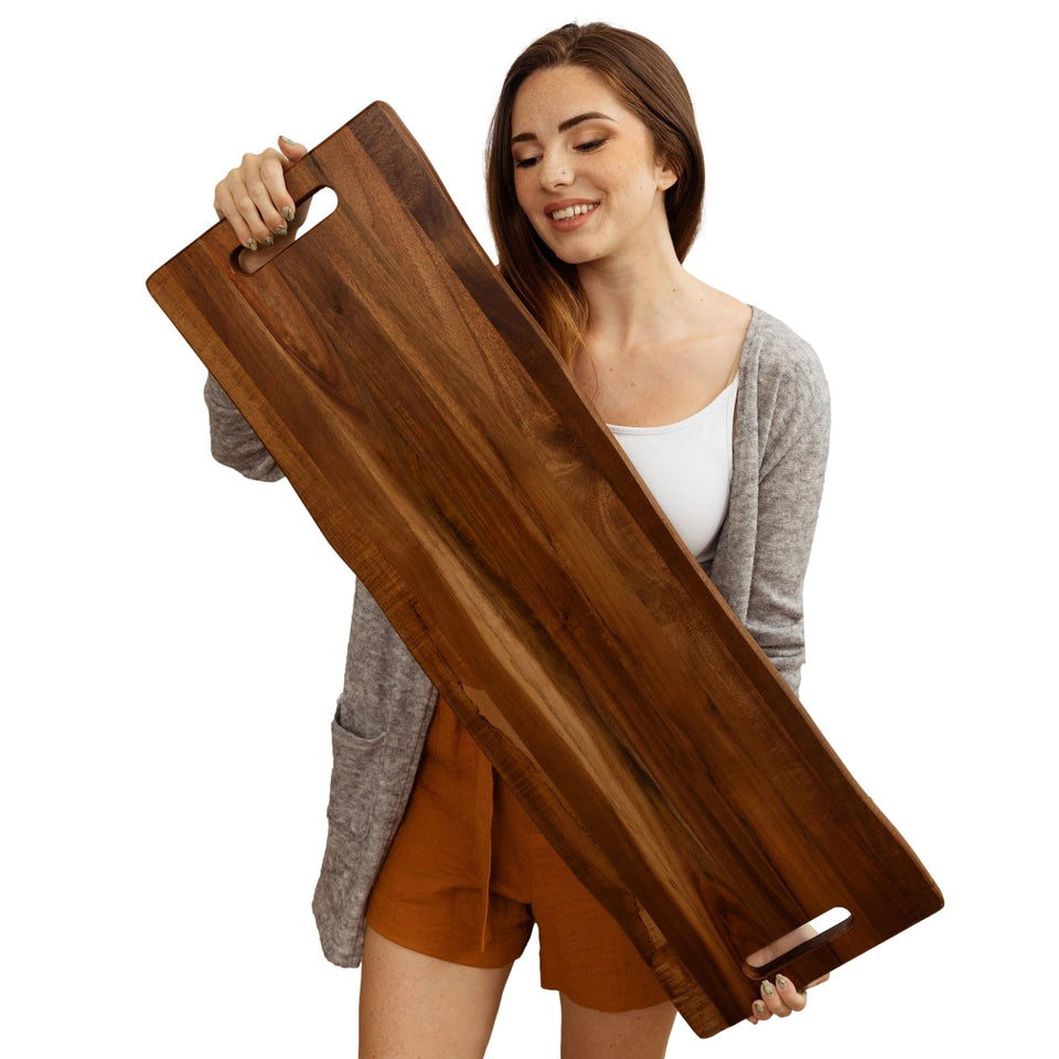 Home Beets large acacia serving board with handles for easy serving