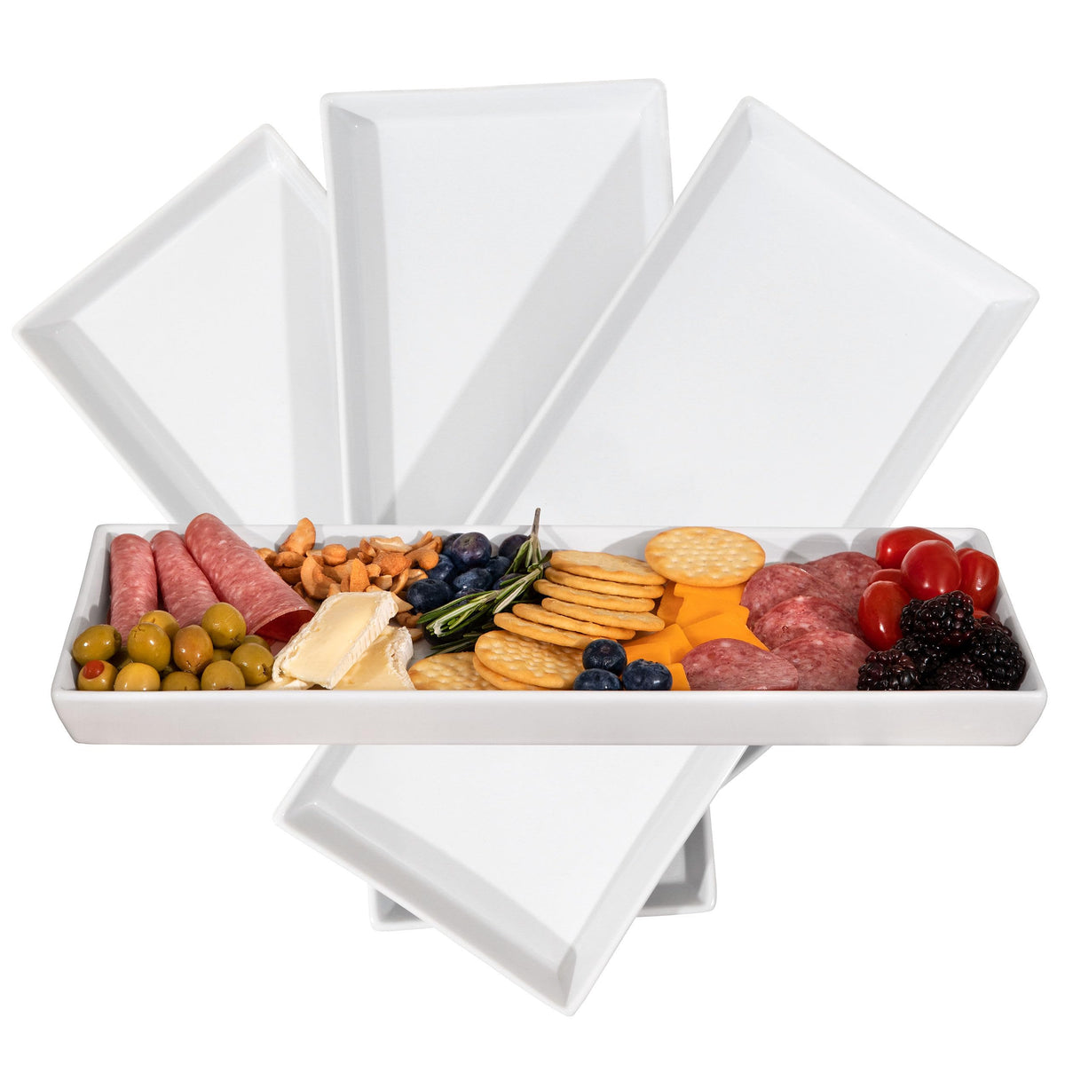 Home Beets white ceramic serving platter 14x6, ideal for appetizers and party presentation.