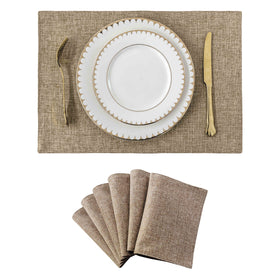 Home Brilliant cotton linen placemats close-up highlighting textured weave for durable dining.