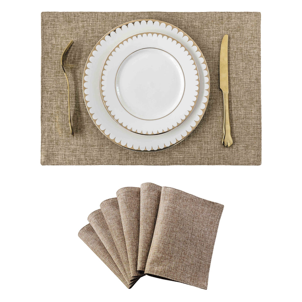 Home Brilliant cotton linen placemats close-up highlighting textured weave for durable dining.