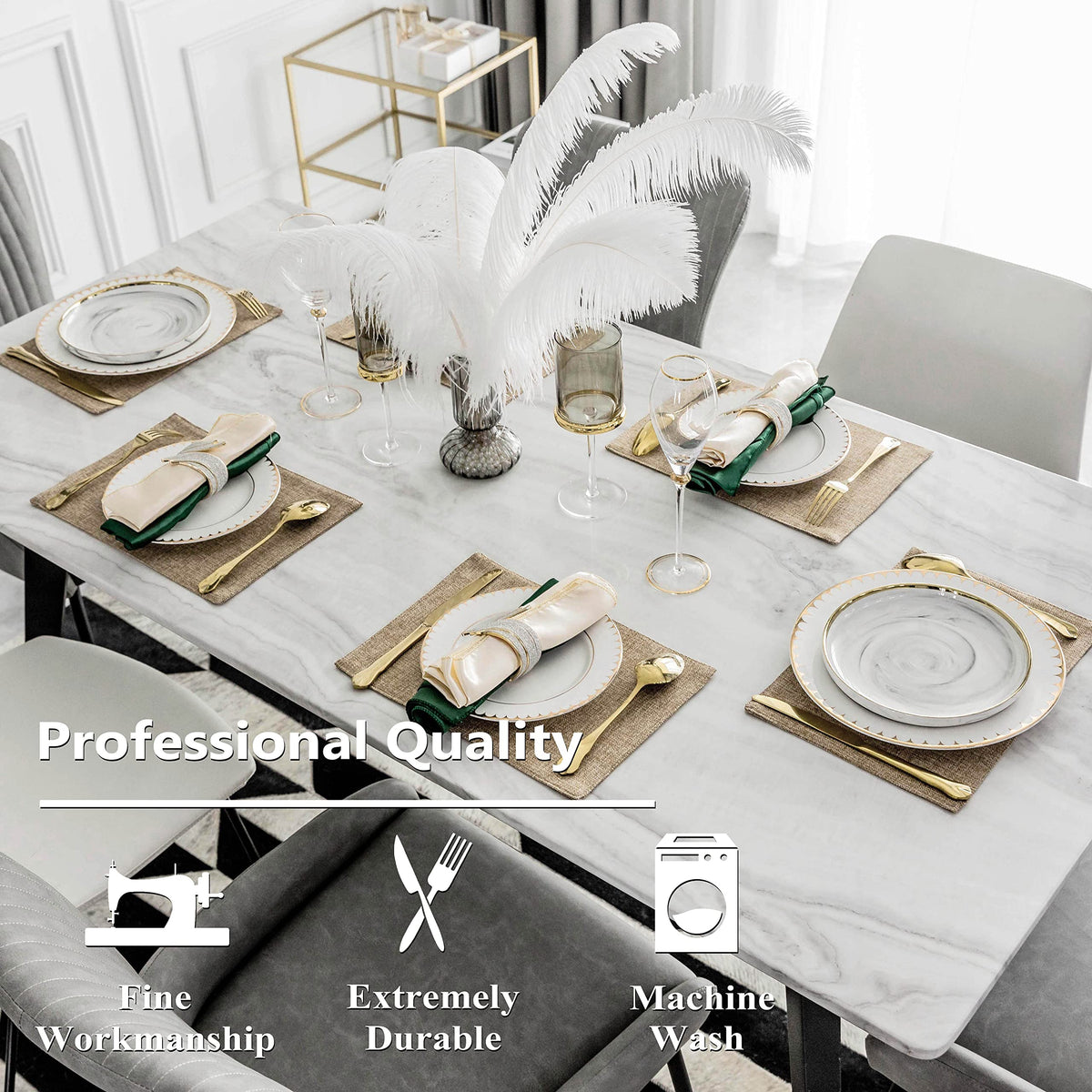Home Brilliant durable double-layer placemats resist fading and maintain color under daily use.