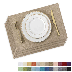 Home Brilliant linen placemats set of 4 protect tables during meals with rustic style.