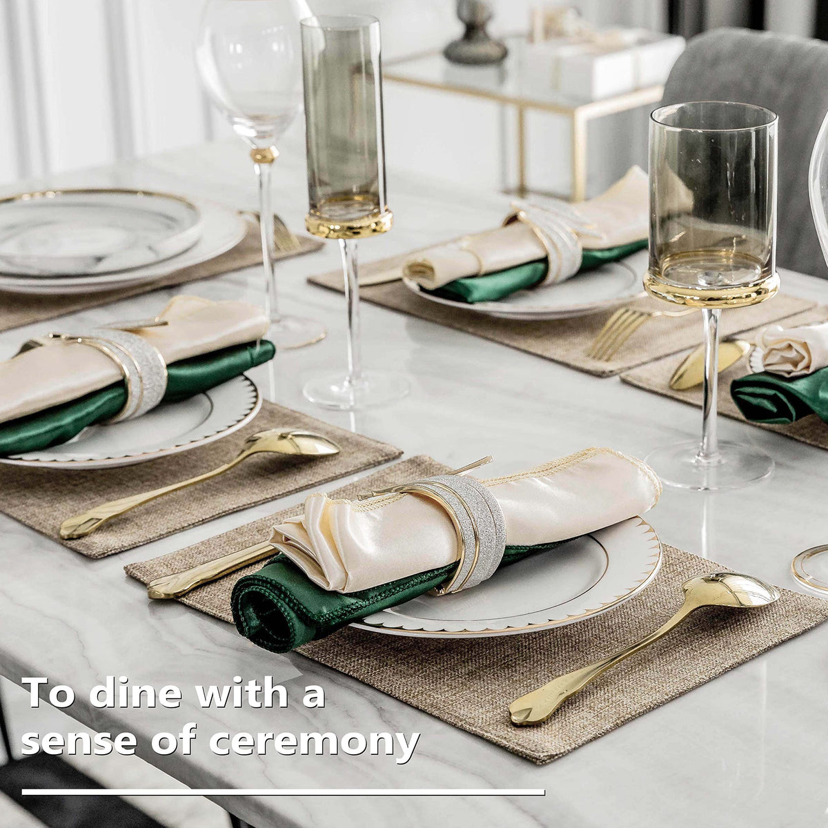 Home Brilliant protective dining table placemats help prevent scratches and stains during meals.
