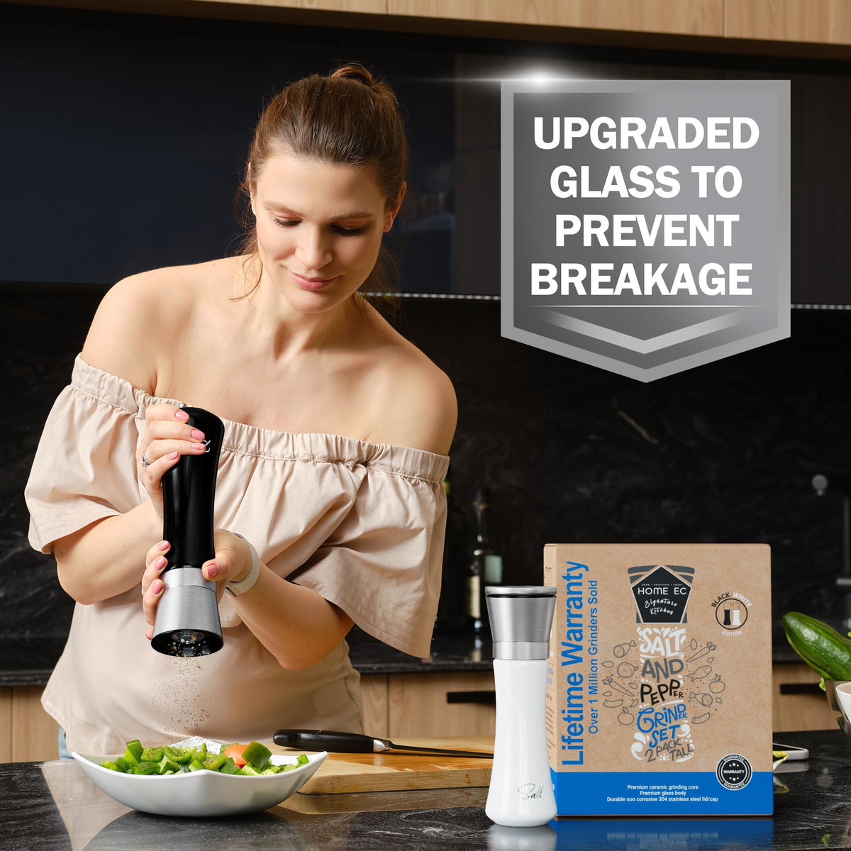 HOME EC 6oz capacity easy refill, less frequent refilling during cooking.