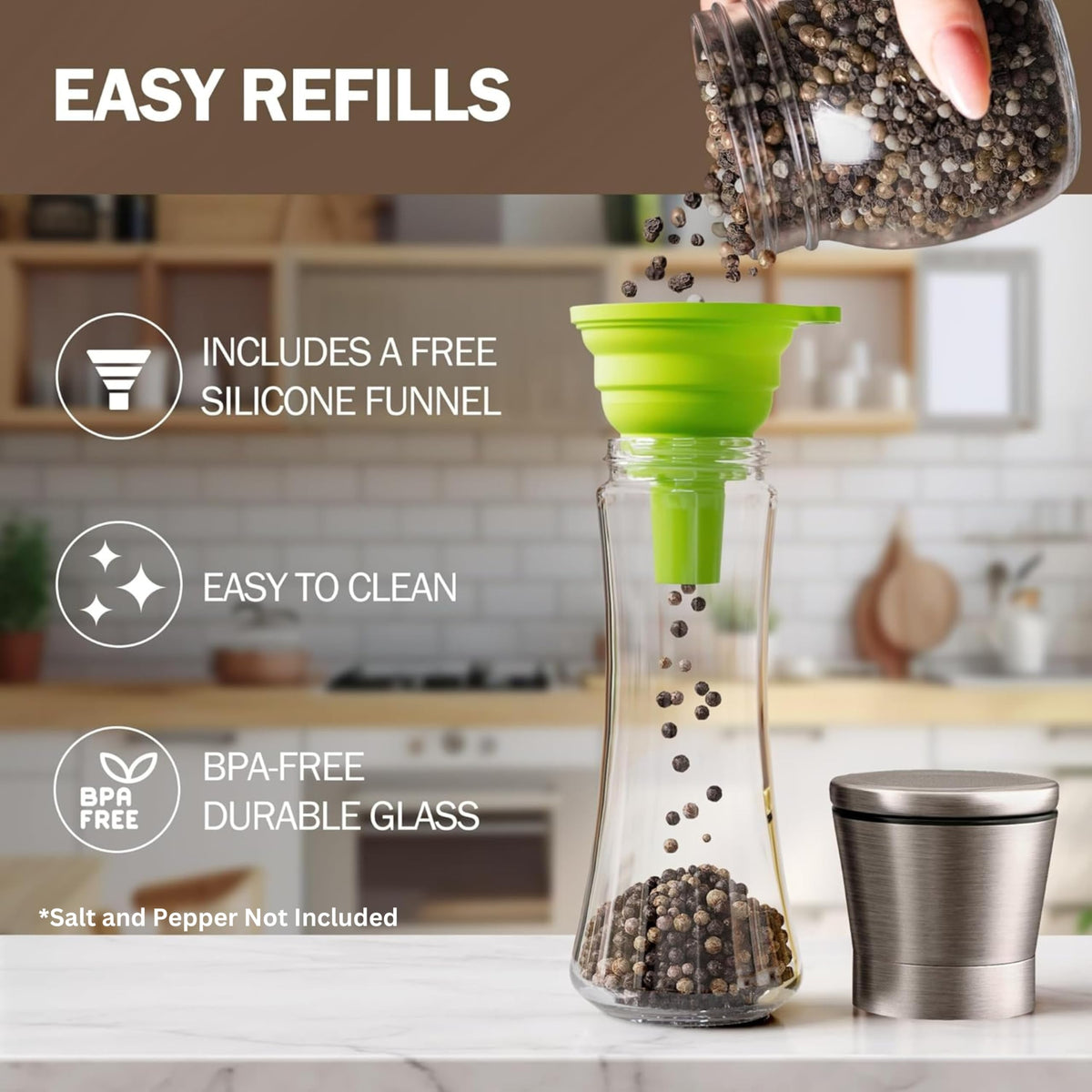 Home EC 6oz glass bottle refills easily for convenience