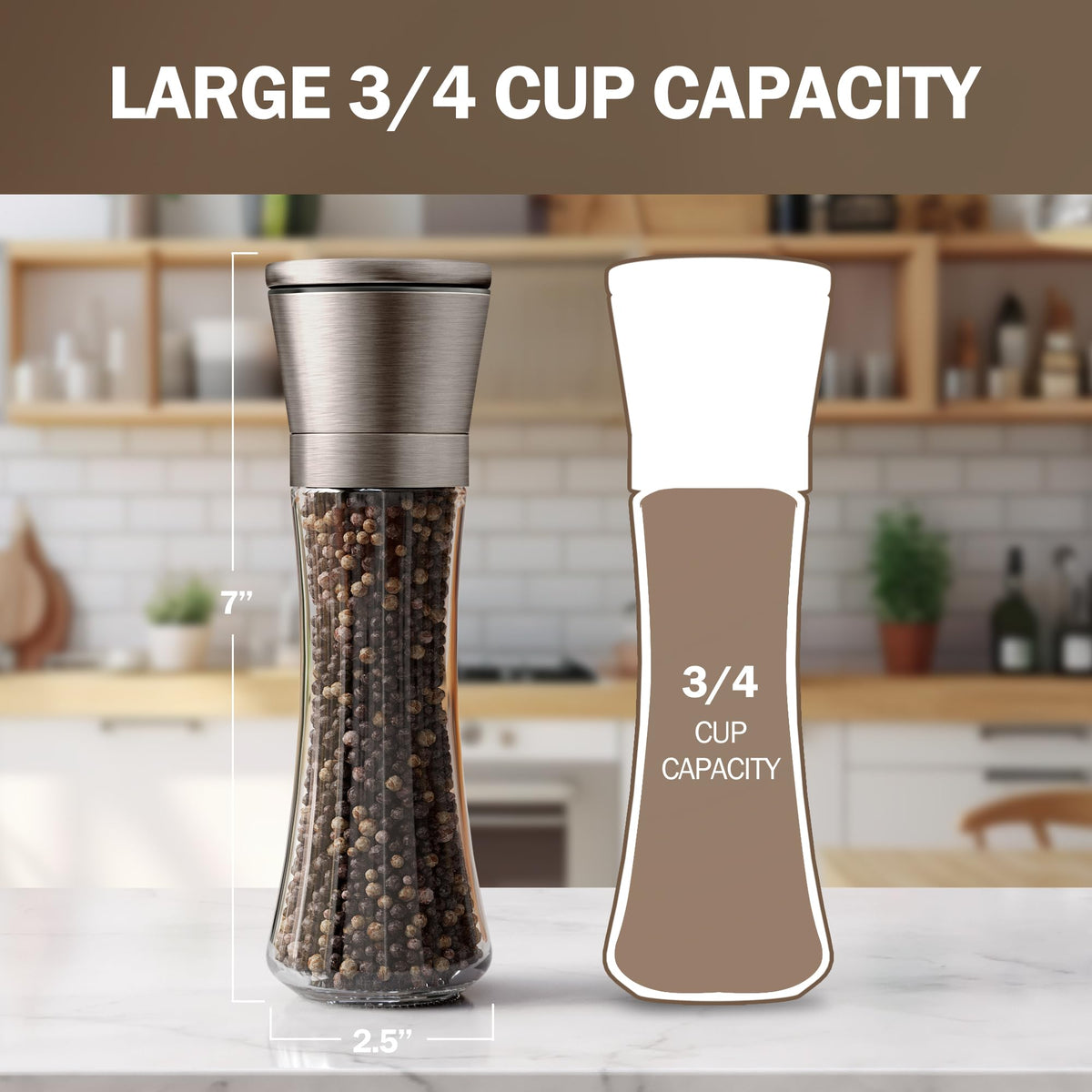 Home EC adjustable ceramic grinder close-up shows precise coarseness control