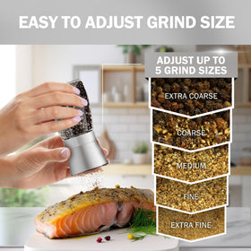 HOME EC adjustable ceramic grinder knob enables precise spice texture control.