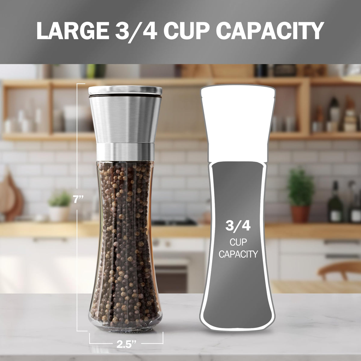Home EC adjustable ceramic grinders enable customizable salt and pepper coarseness.