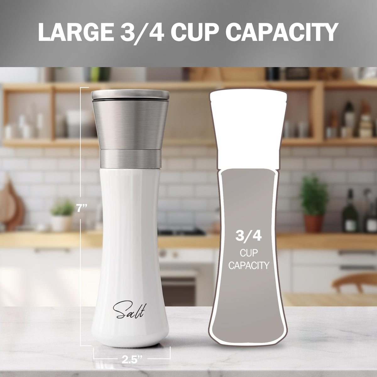HOME EC adjustable ceramic rotor knob close-up, easy grind size control.