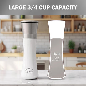 HOME EC adjustable ceramic rotor knob close-up, easy grind size control.