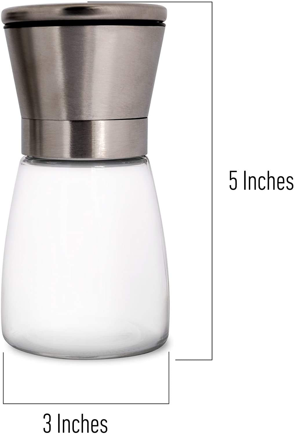 HOME EC easy-refill 6oz container simplifies replenishing salt, pepper, or spices.
