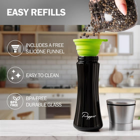 HOME EC glass bottle clear visibility, see contents for precise seasoning.