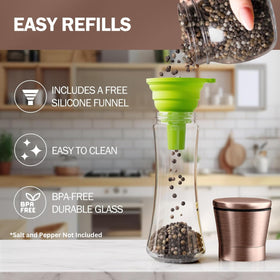 Home EC tall glass salt and pepper shakers add modern kitchen style
