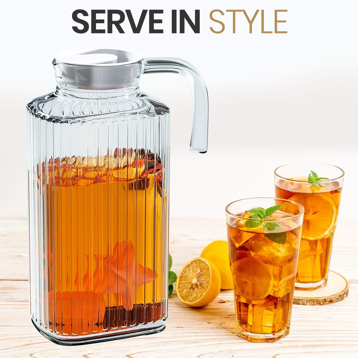 Home Essentials & Beyond Fridge Pitcher 60oz capacity for generous batch beverages.