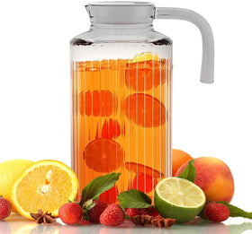 Home Essentials & Beyond Fridge Pitcher lid closeup demonstrates secure seal for fridge storage.