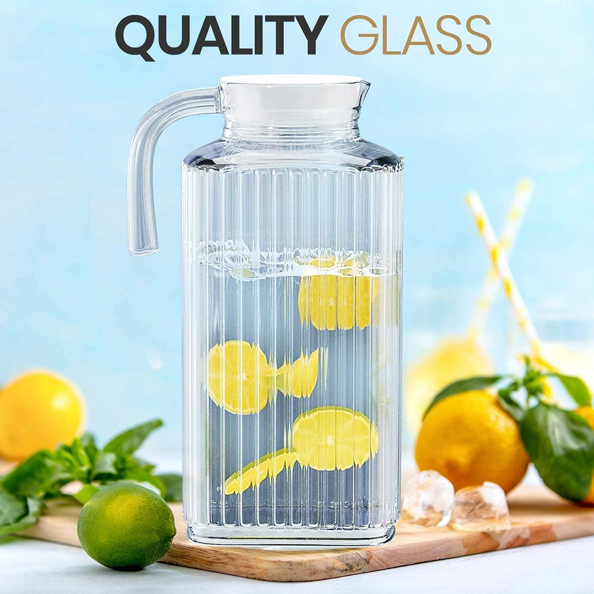 Home Essentials & Beyond Fridge Pitcher lid-seal closeup emphasizes odor protection inside fridge.