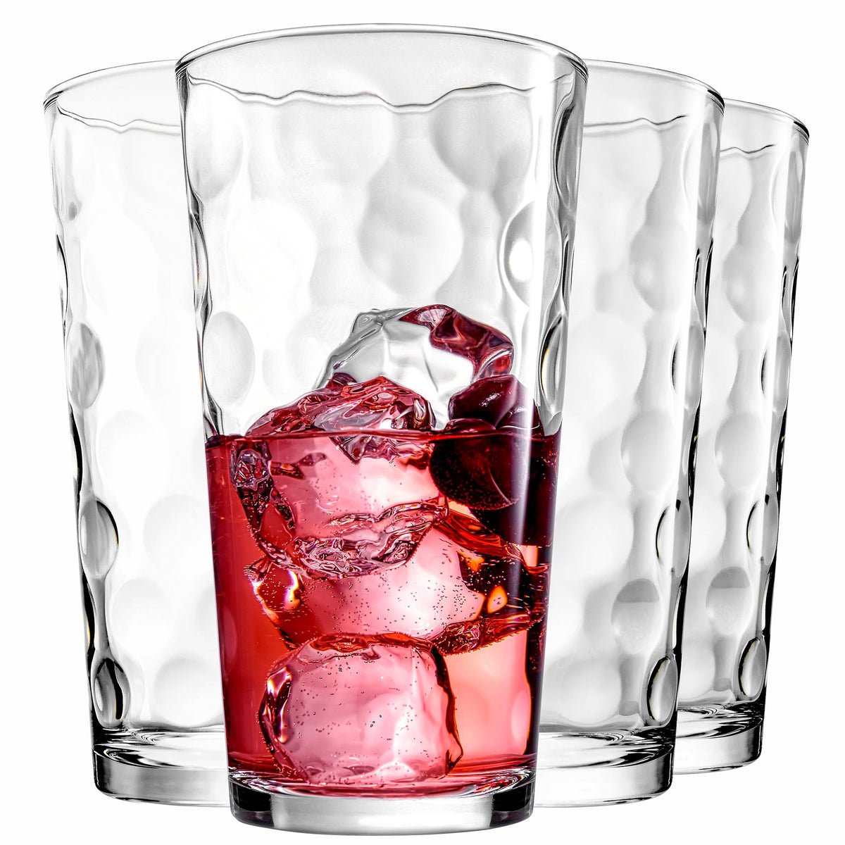 Home Essentials & Beyond highball glasses in a four-set, ideal for daily table settings.