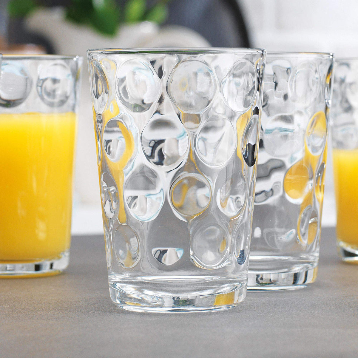 Home Essentials Modern Eclipse 7oz clear glass, showcases beverages beautifully.