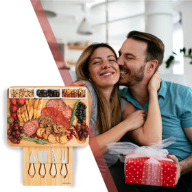 Home Euphoria bamboo board with beveled rim keeps crackers in place