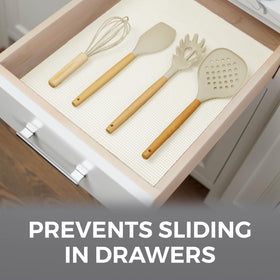 HOME GENIE shelf liner provides durable protection against dirt and scratches.
