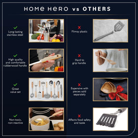 Home Hero easy-to-clean set with smooth finish; hand wash recommended