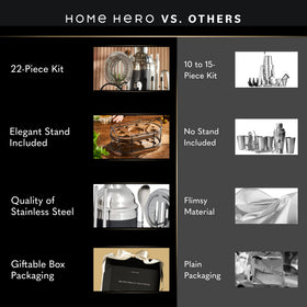 Home Hero pour spouts and strainers shown together for precise pouring.