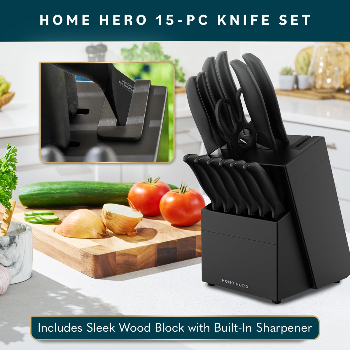 Home Hero santoku knife 7-inch with balanced, comfortable grip.