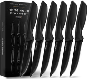 Home Hero steak knife set displayed on table ready for festive dinner service