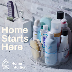 Home Intuition lazy Susan stores spices with clear visibility and reach.