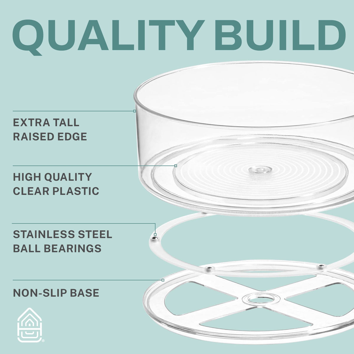 Home Intuition lazy Susan spinning action demonstrates easy reach from high shelves.