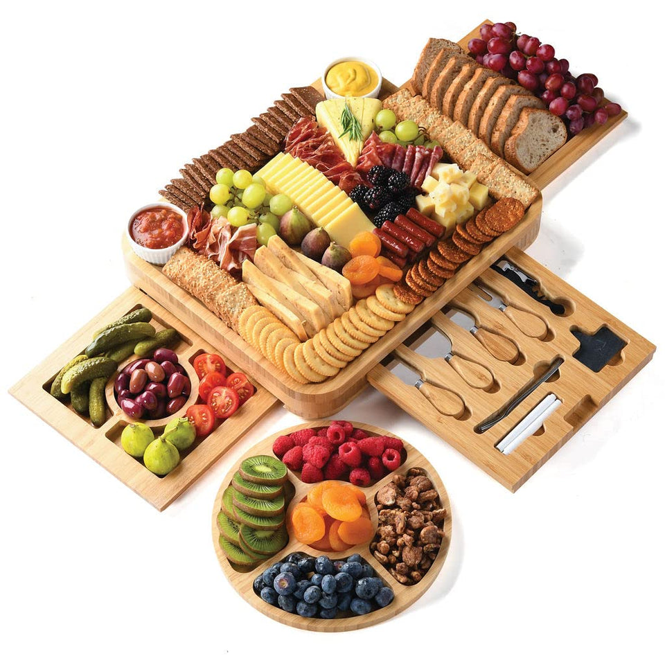 HOME IT bamboo charcuterie board main set, durable centerpiece for entertaining.