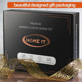 HOME IT round bamboo charcuterie board, versatile serving platter for cheese and fruit.