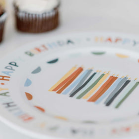 Home & Kind Birthday Celebration Plate with cake and candles for memorable moments.