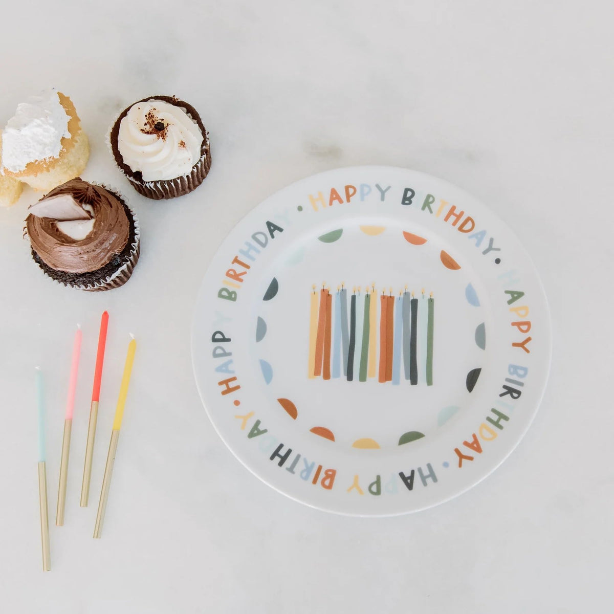 Home & Kind Birthday Celebration Plate close-up shows ceramic texture and durable finish.