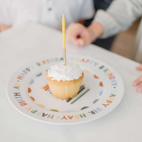 Home & Kind Birthday Celebration Plate with pancakes and syrup for celebration mornings.