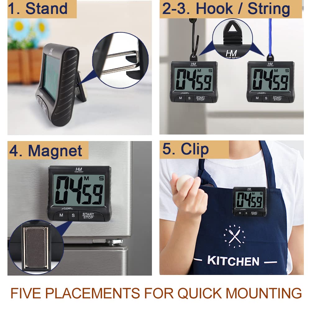 HOME MOST timer hung with foldable hook for on-the-go use.