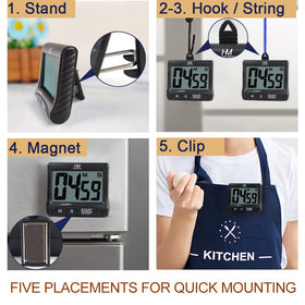 HOME MOST timer hung with foldable hook for on-the-go use.