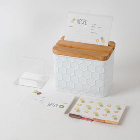 HOME PALETTE recipe box sits on the counter for easy access