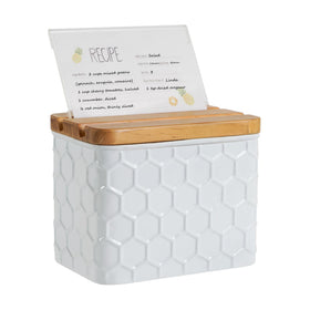 HOME PALETTE recipe box with white honeycomb lid keeping the kitchen neat