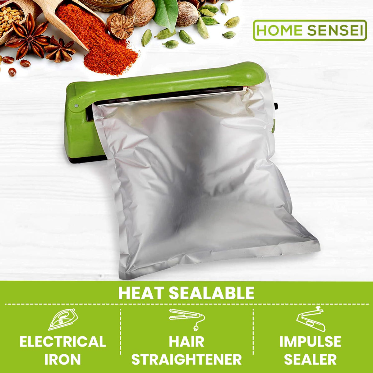 Home Sensei 1 qt Mylar bags are heat sealable for long-term storage.
