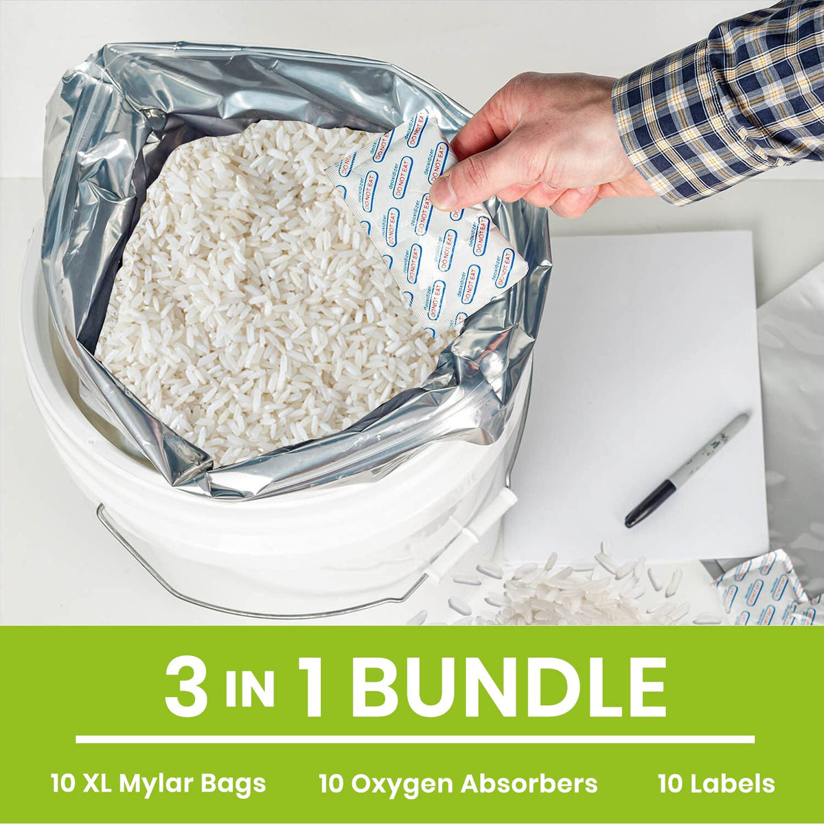 Home Sensei aluminium-reinforced Mylar bags resist punctures during storage.