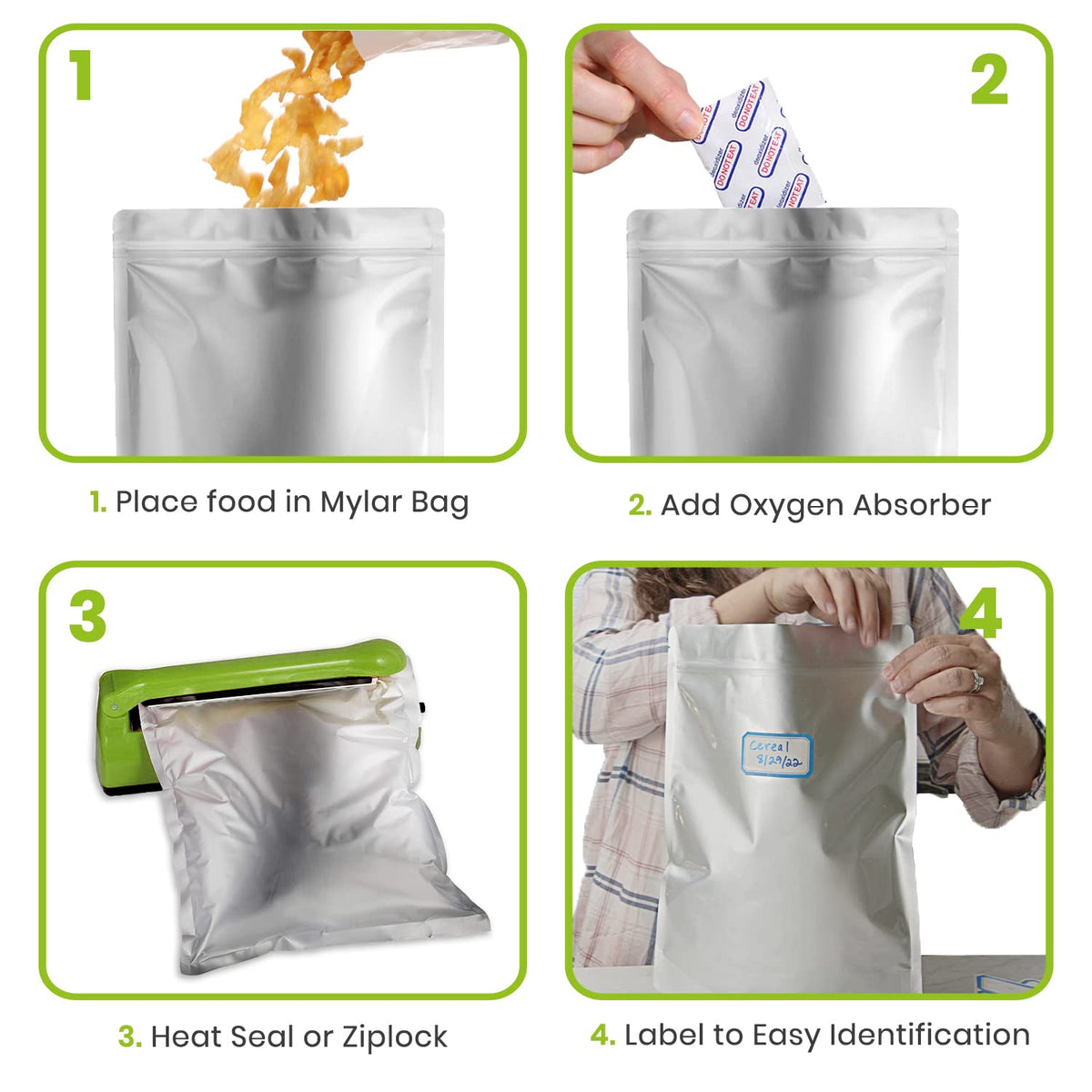 Home Sensei bags feature easy-open U-shaped tear for quick access.
