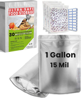 Home Sensei 1 gallon Mylar bag with zipper for secure long-term storage.