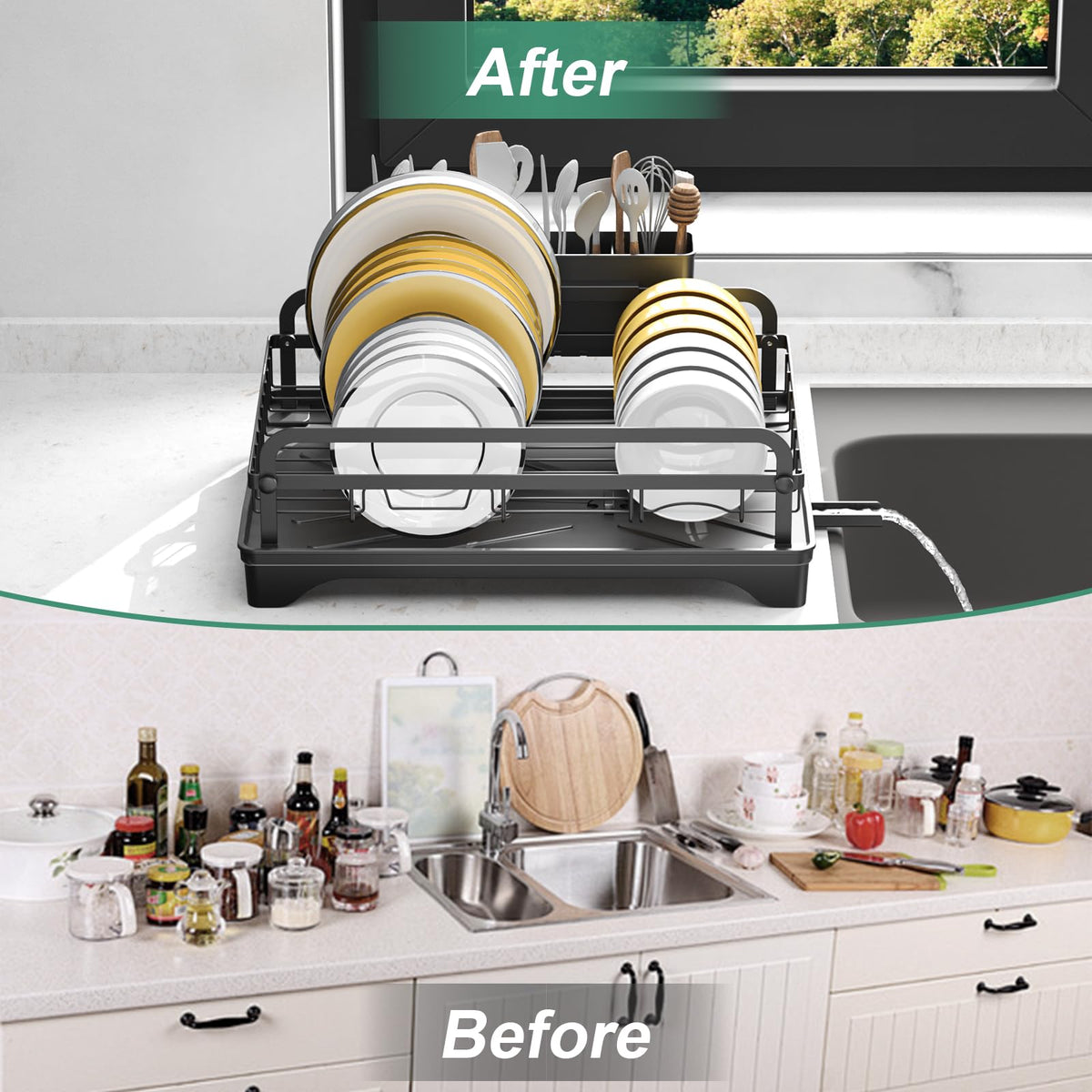HOMEAILIE dish drying rack compact size fits most countertops