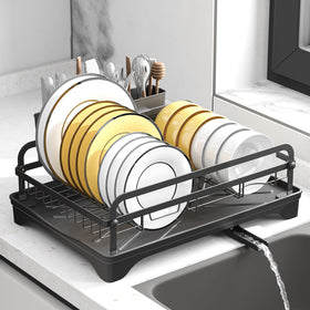 HOMEAILIE dish drying rack with adjustable drainage tray for a dry countertop